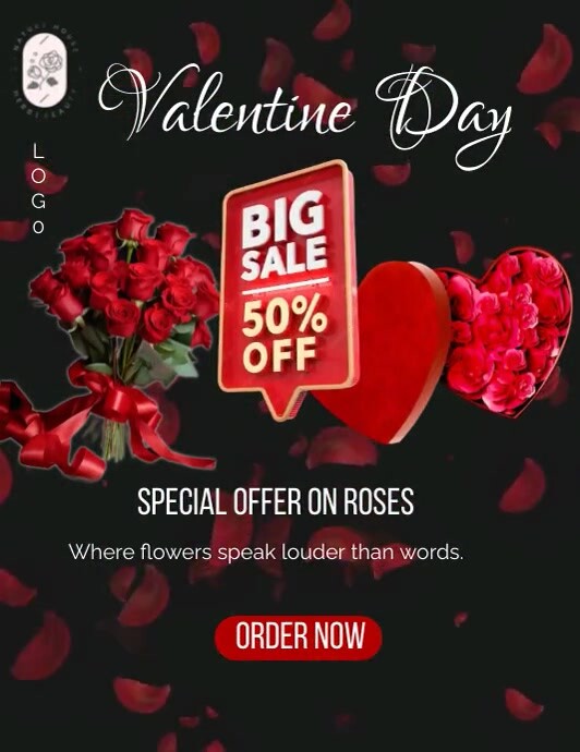 valentine flowers sale ใบปลิว (US Letter) template