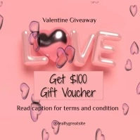 valentine giveaway,valentine gift voucher Instagram 帖子 template