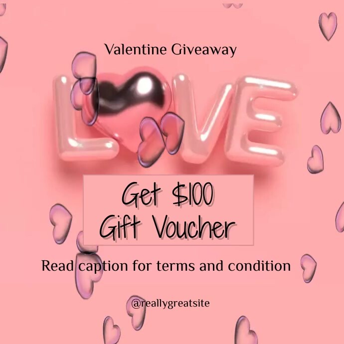 valentine giveaway,valentine gift voucher Instagram Post template