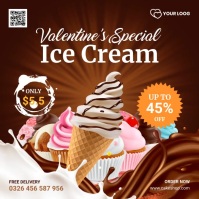 Valentine Ice Cream Social Media Video Persegi (1:1) template