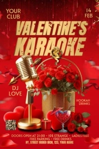 Valentine Karaoke Banner Cartel de 4 × 6 pulg. template