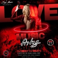 valentine love songs party night template psd Square (1:1)