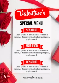 valentine menu, valentine special menu A6 template