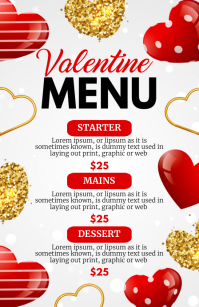 valentine menu, valentine special menu 半版 template