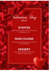 valentine menu card A1 template