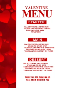 valentine menu Tabloid template