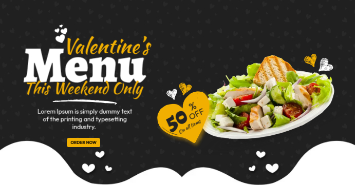 Valentine Menu ปกอีเวนต์บน Facebook template