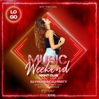 valentine music party night template psd 方形(1:1)