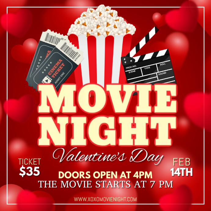 valentine night, valentine movie night, Instagram Post template
