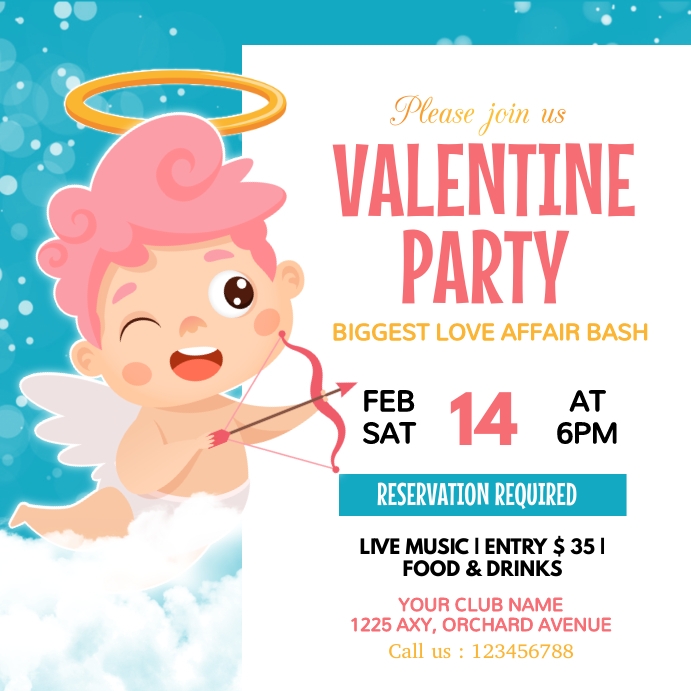 valentine party invitation instagram post Template PosterMyWall