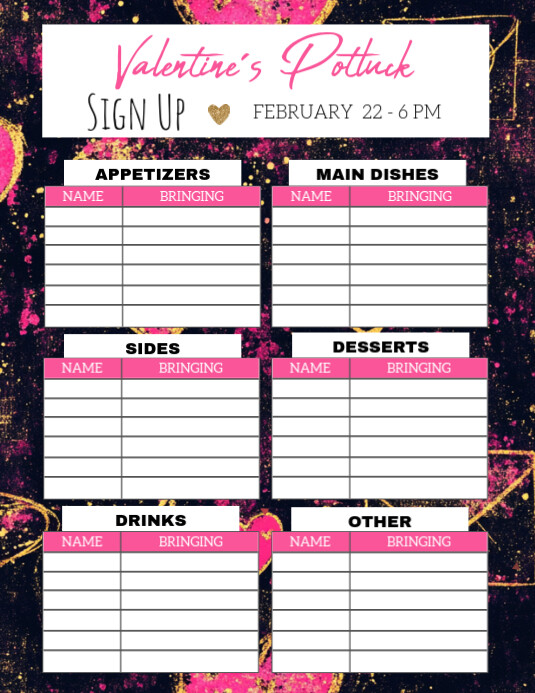 Copy of Valentine Potluck Sign Up Sheet | PosterMyWall