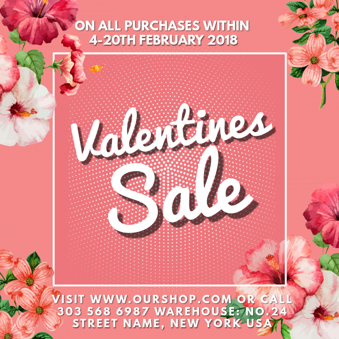 Valentine Sale Instagram Template Quadrado (1:1)