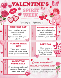 Valentine School Spirit Week Itinerary Flyer (US Letter) template