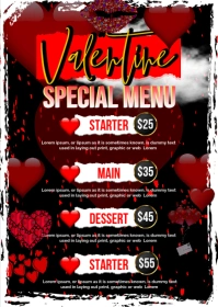 valentine special menu A6 template