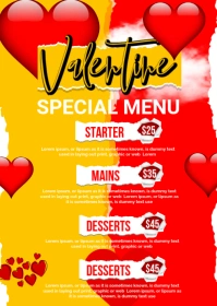 valentine special menu A6 template
