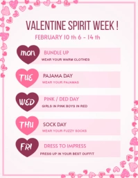 Valentine Spirit Week ใบปลิว (US Letter) template