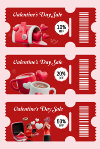 สีแดง Valentine's Day Sale Poster Template