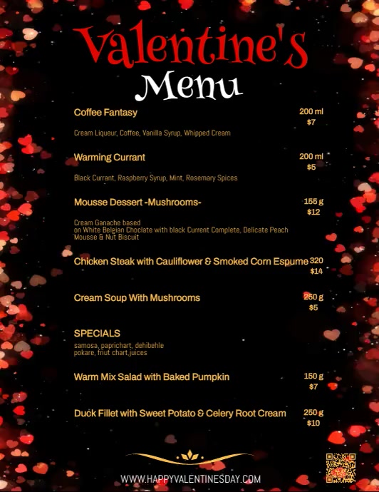 Valentines,Valentines Day,Romantic menu card Template PosterMyWall