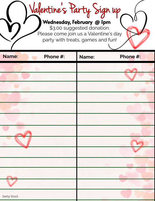 Copy of Valentines's day party sign up sheet poster f PosterMyWall