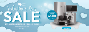蓝色 Valentine's Day Sale Facebook-coverfoto Template