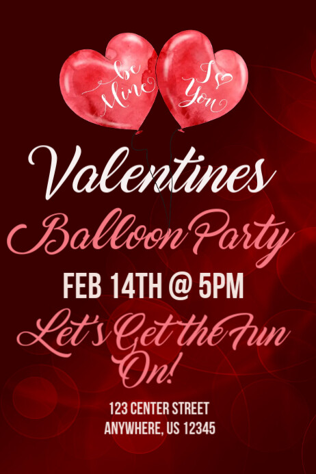 valentines balloon party template postermywall