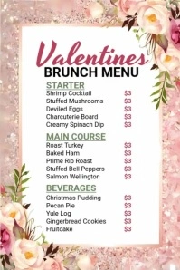 Valentines Brunch Menu Poster template