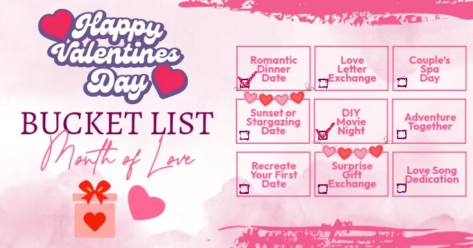 Valentines Bucket List Banner Image partagée Facebook template