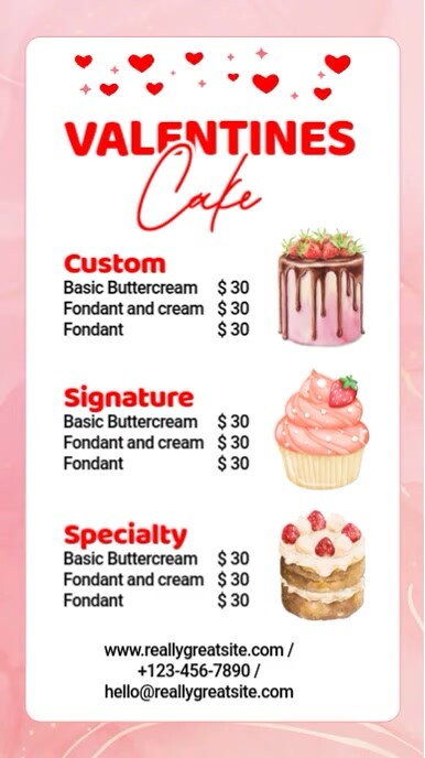 Valentines Cake Menu História do Instagram template