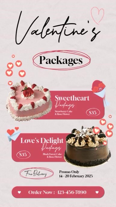 Valentines Cake  Packages Menu História do Instagram template