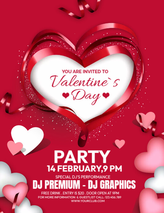 Valentines Celebration Party Flyer (US Letter) template