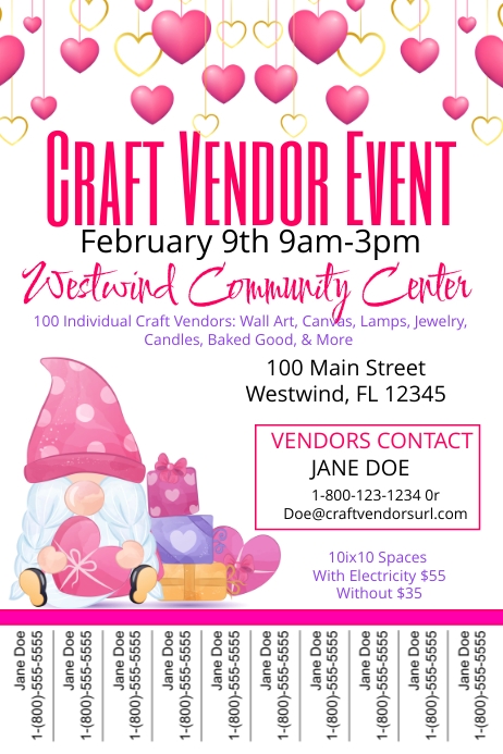 Valentines Craft Vendor Event Poster template