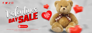 Grå Valentine's Day Sale Facebook-coverfoto Template