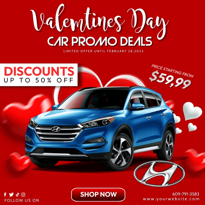 Promo Auto Plantilla de Valentines Day Car Promo Ads | PosterMyWall