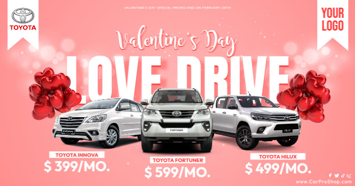 Promo Vehicles Valentines Day Car Promo Deals Banner Template | PosterMyWall