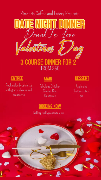 valentines day dinner,valentines dinner deal Instagram Story template