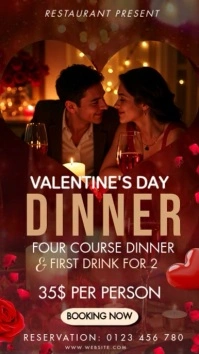 Valentines Day Dinner ads Instagram Story template