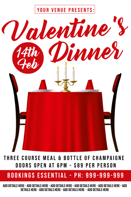 Valentines Day Dinner Template Postermywall