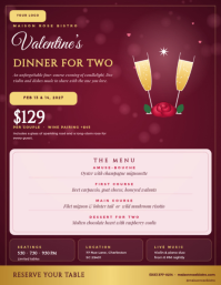 Brown Valentine's Day Dinner Løbeseddel Template