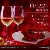 Valentines day dinner instagram post banner t template