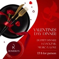Post Design Dinner Valentines day dinner instagram post banner t Template | PosterMyWall