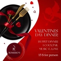 Valentines day dinner restaurant advertisemen Instagram Post template