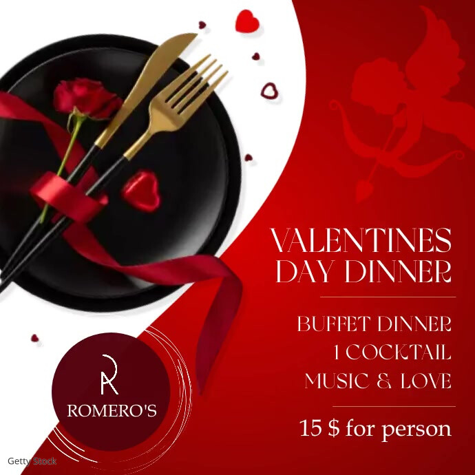 Valentines day dinner restaurant advertisemen Template | PosterMyWall