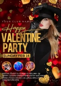 Valentines day disco dance video party A4 template