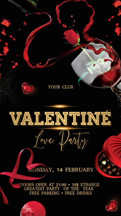 Valentines Day Display งานแสดงผลงานแบบดิจิทัล (9:16) template