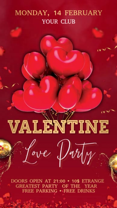 Valentines Day Display Video งานแสดงผลงานแบบดิจิทัล (9:16) template