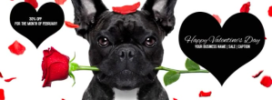 Valentines Day Dog Roses Cover Ad รูปปกบน Facebook template