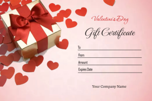 Valentines day Gift Certificate Etykieta template