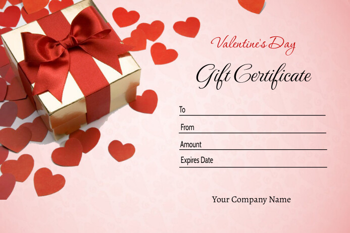 Valentines day Gift Certificate Étiquette template