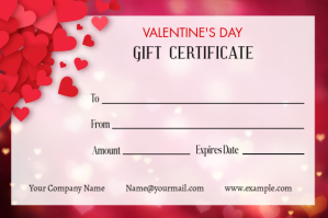 Valentines Day Gift Certificate Etykieta template