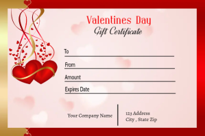 Valentines Day Gift Certificate Etykieta template